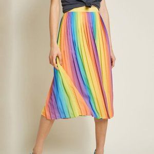 Modcloth Rainbow Pleated Midi Skirt